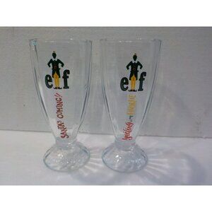 Set of 2 Elf Movie Beer Glasses Ice Cream Sundae Milkshake Glass  7" Tall